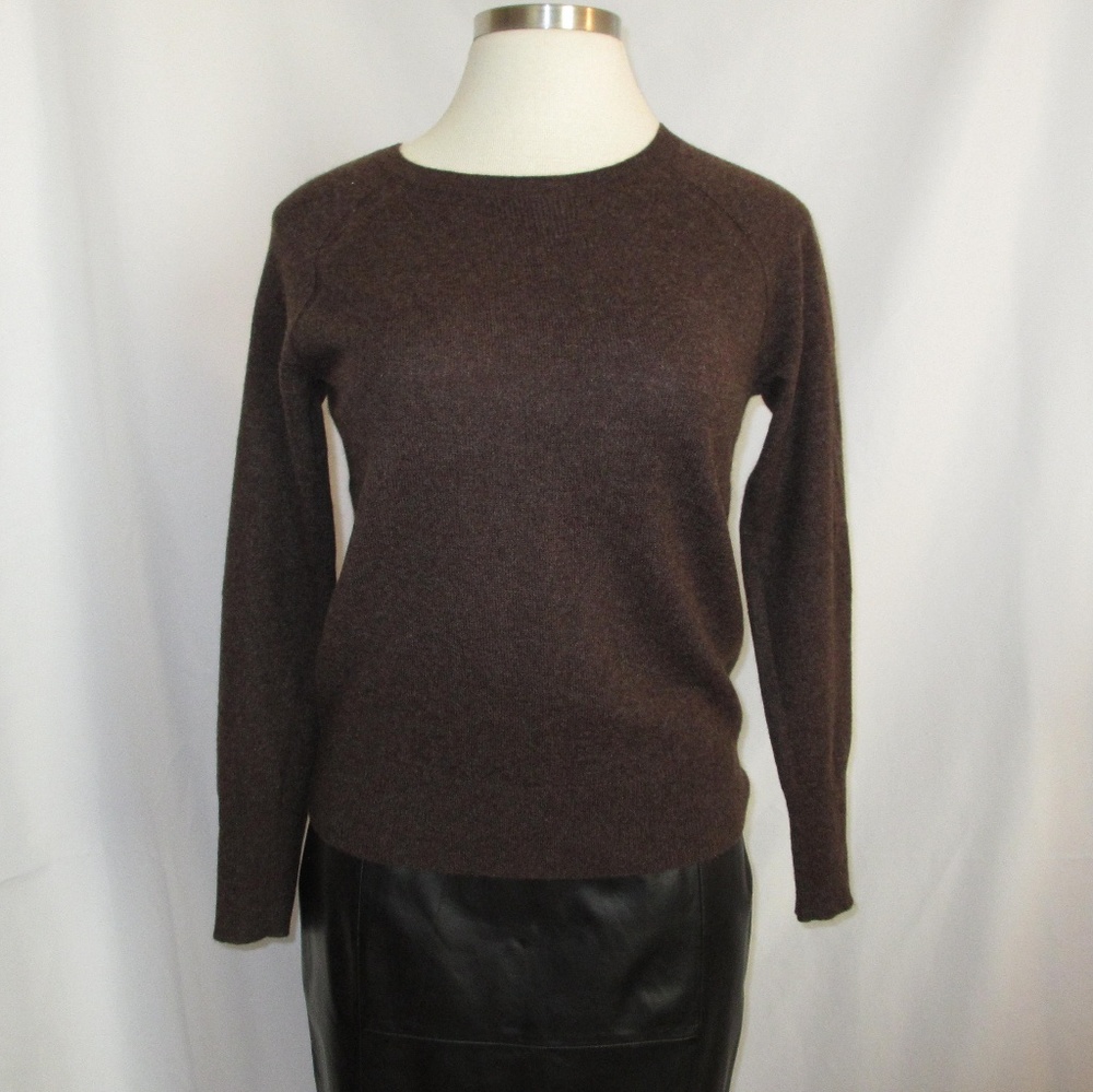 Heather Chocolate Crew Neck Cashmere Sweater